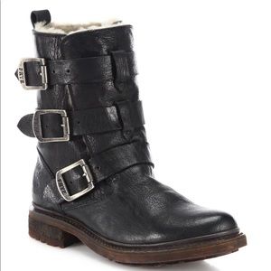 SALE PRISTINE! Frye Valerie Shearling Leather Moto